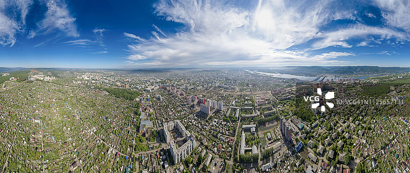 克拉斯诺亚尔斯克市全景鸟瞰图图片素材