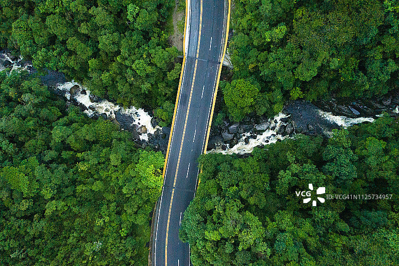 森林道路航拍图片素材