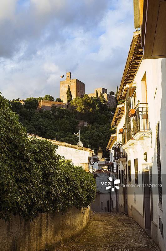 从雷阿雷霍区眺望阿尔罕布拉宫图片素材