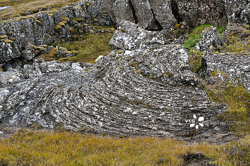 火山熔岩地貌，完整的苔藓，莱尔赫尼库尔田野，探索冰岛图片素材