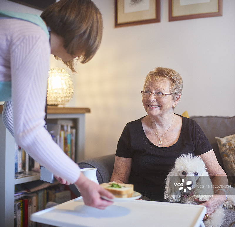 准备午餐的老年妇女图片素材