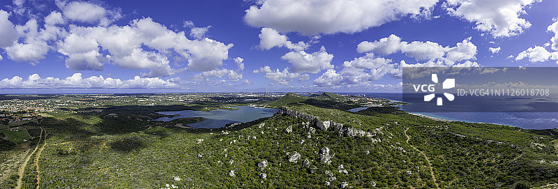 加勒比海和库拉索岛全景航拍图片素材