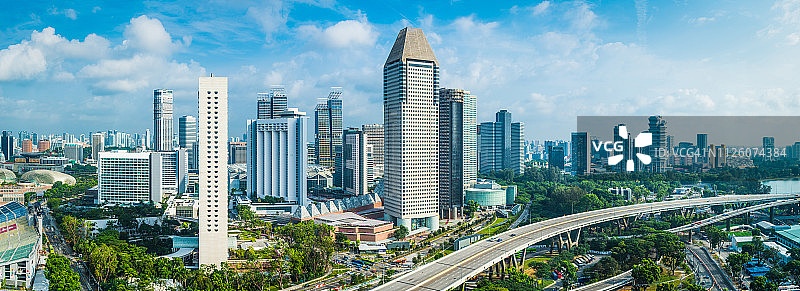 新加坡高楼大厦高架酒店未来城市景观航拍全景图片素材
