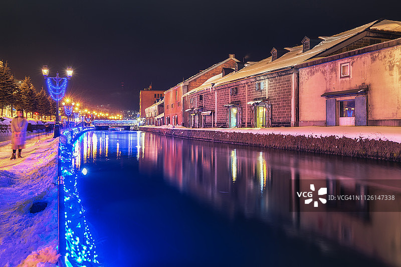 冬季的小樽运河图片素材