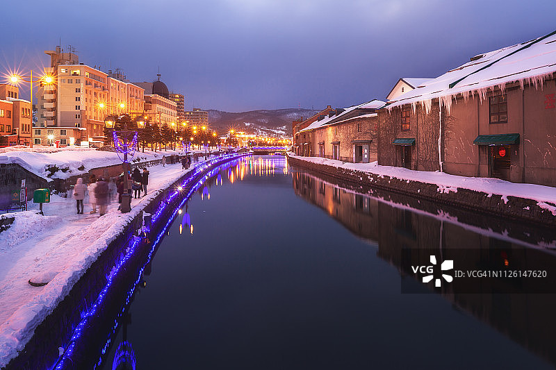 冬季的小樽运河图片素材