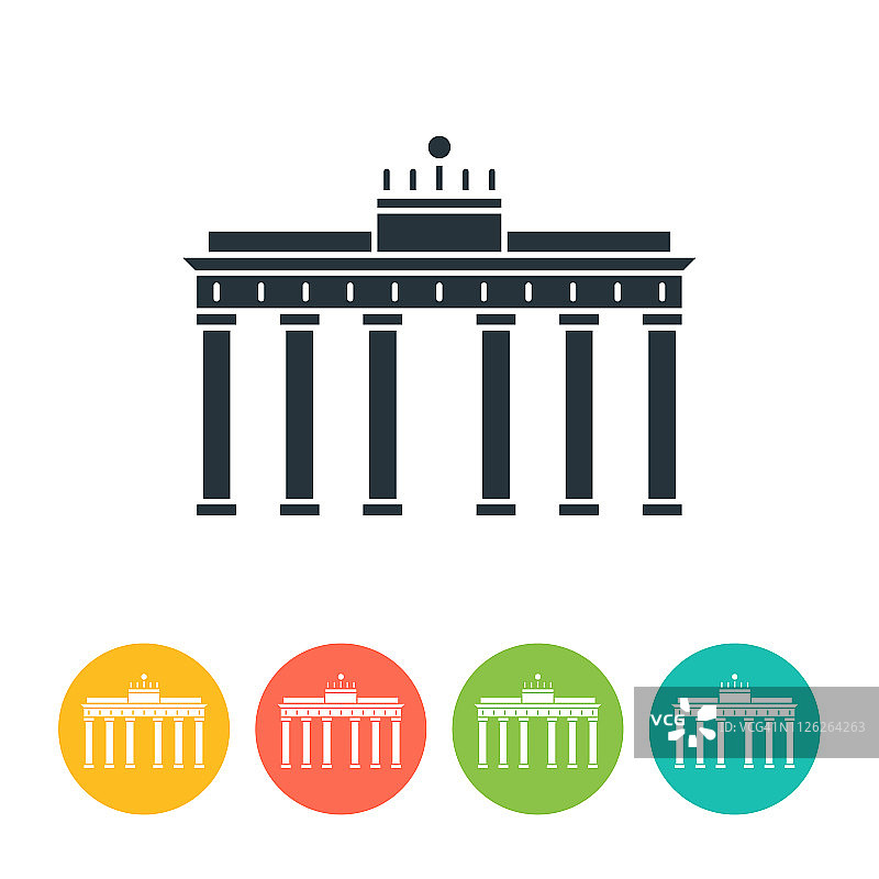 勃兰登堡门扁平风格彩色图标图片素材