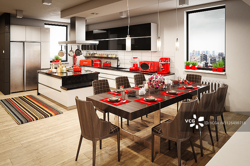 家常厨房室内设计图片素材