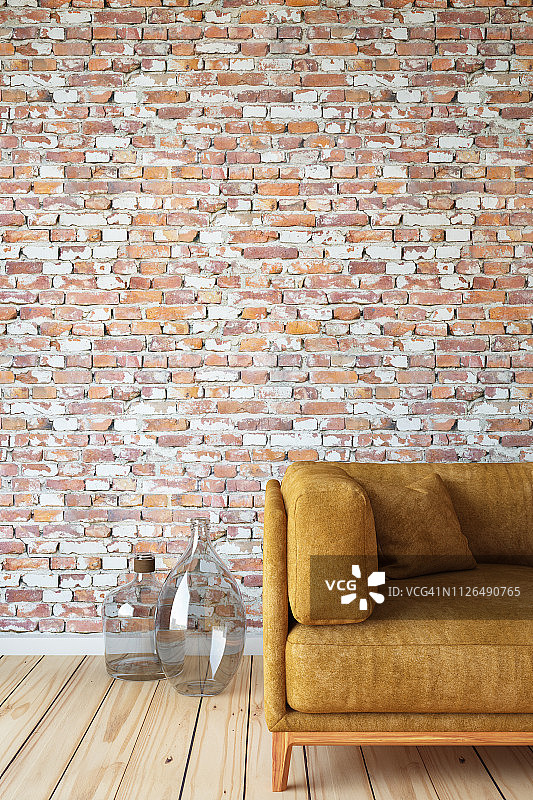 现代客厅与沙发和装饰品图片素材