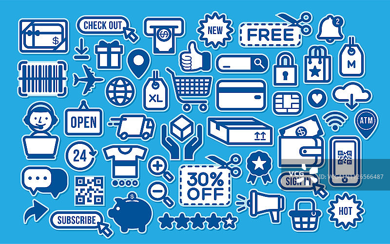 在线购物促销折扣零售优惠券图标贴纸图片素材
