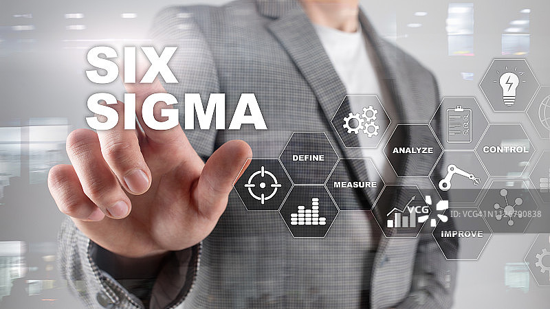 六西格玛，制造，质量控制和工业过程改进概念。商业、互联网和技术。图片素材