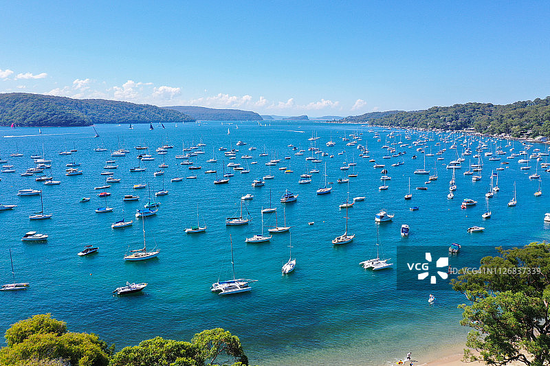 澳大利亚悉尼北部海滩克拉雷维尔港皮特沃特鸟瞰图片素材