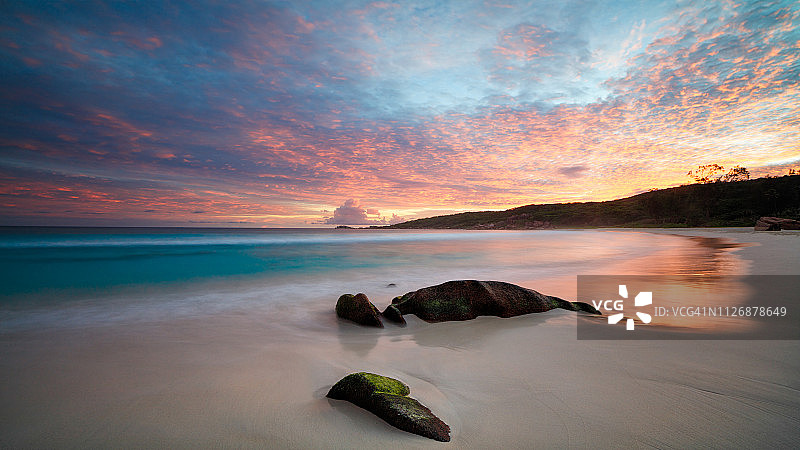 热带海滩日落美景图片素材
