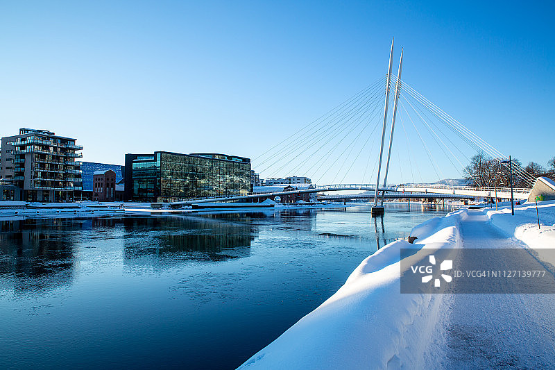 挪威德拉门市-河边图片素材