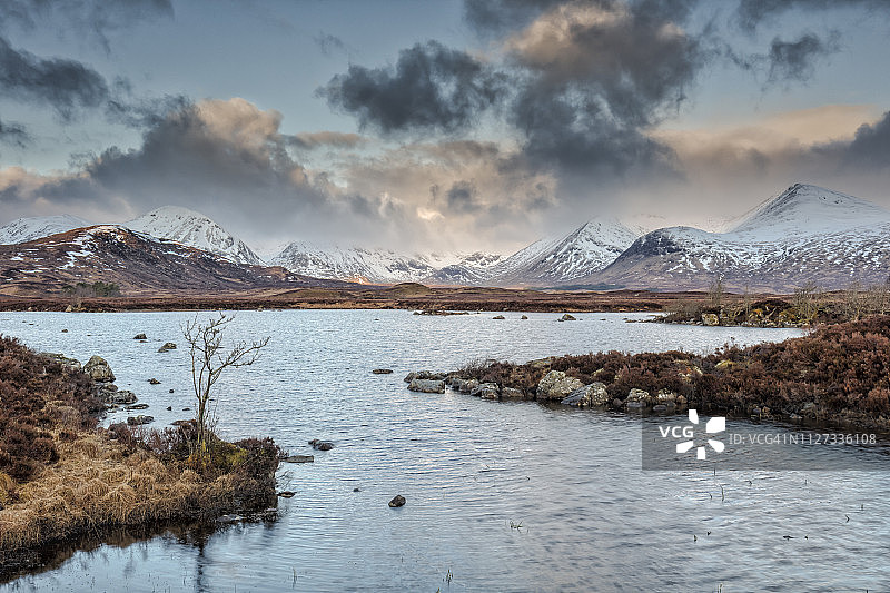 苏格兰牧场地带的纳哈克莱斯小湖图片素材
