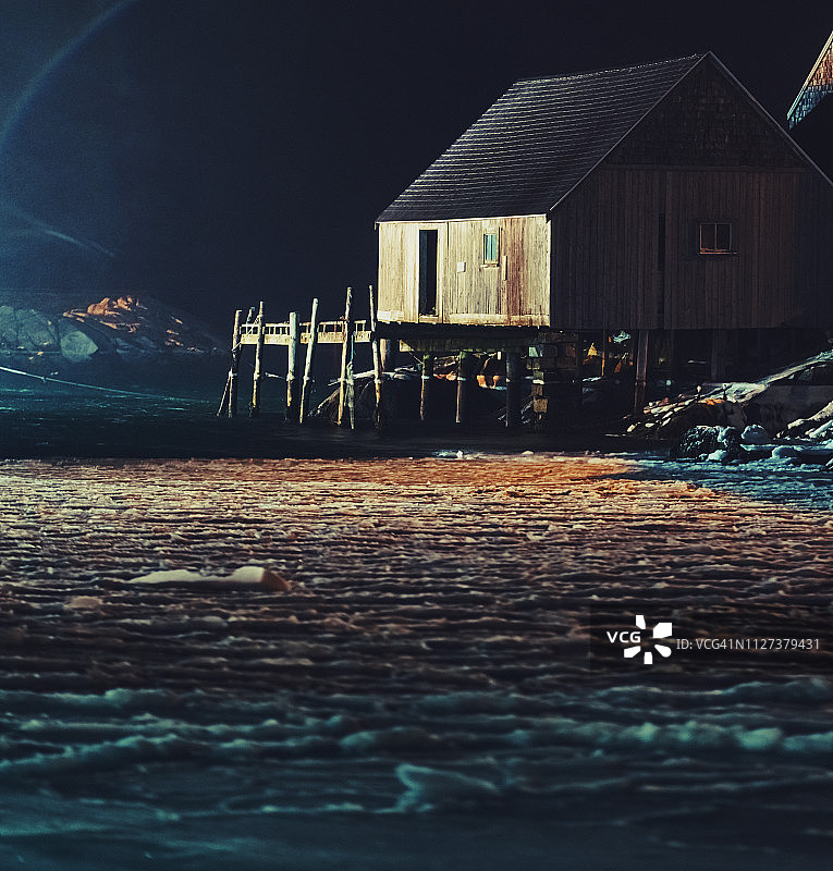 冬季的渔村图片素材