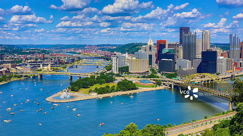 匹兹堡天际线航拍图片素材