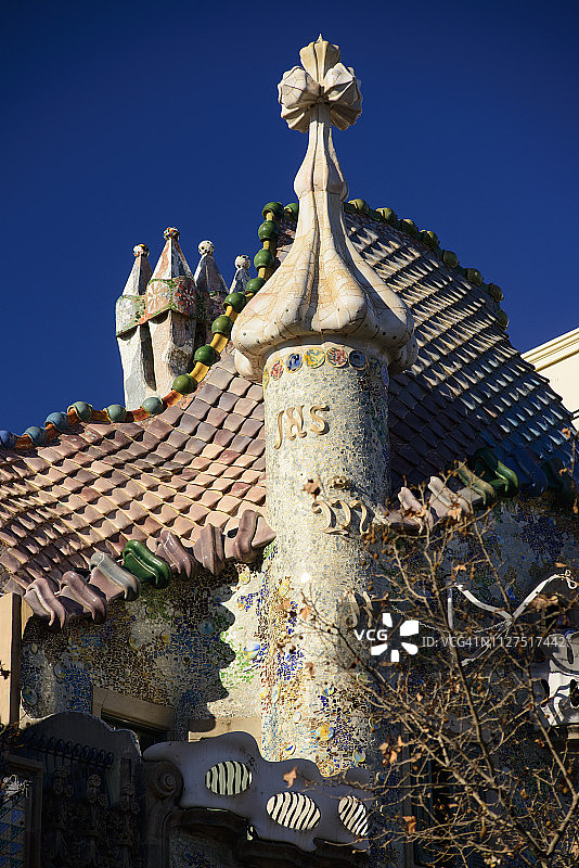 巴塞罗那巴特罗之家的屋顶，拍摄于2019年2月4日图片素材