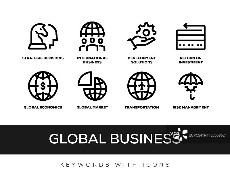 带有图标的全球商务关键词图片素材