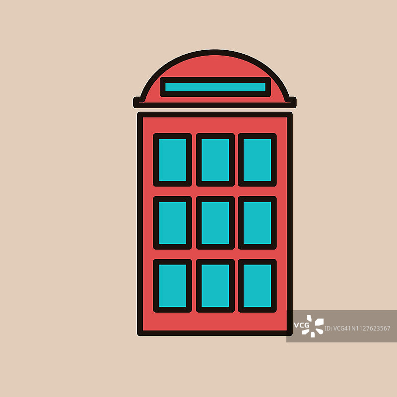 电话亭细线电话图标图片素材