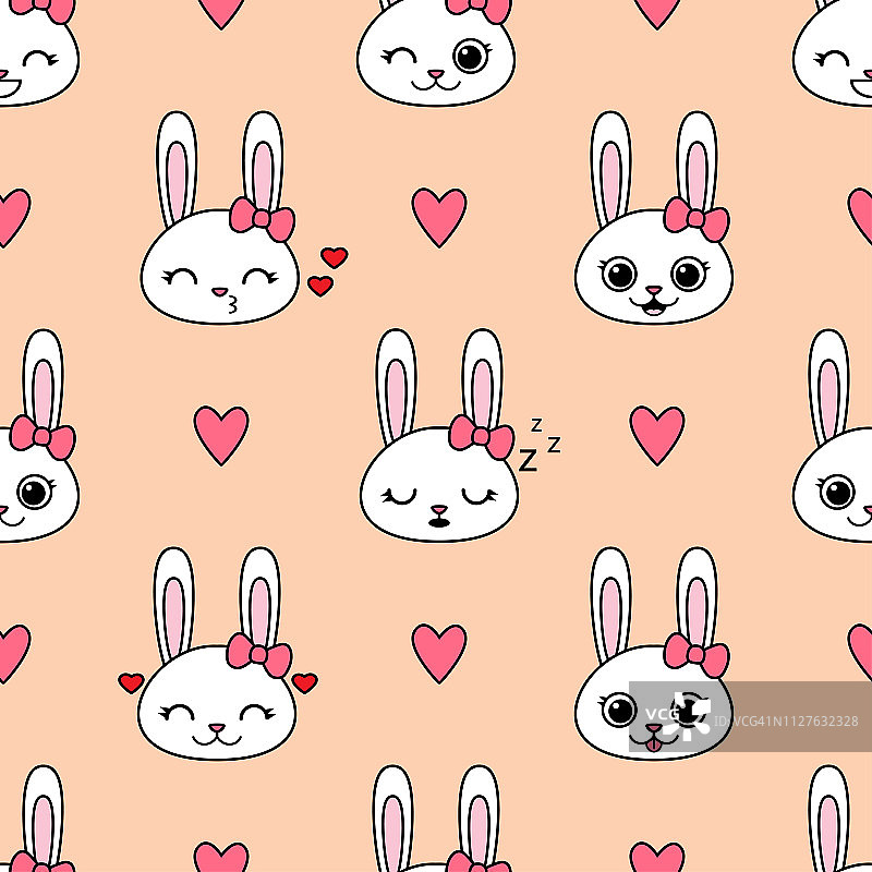 可爱的兔子矢量无缝图案图片素材