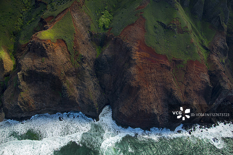 夏威夷考艾岛纳帕利海岸鸟瞰图图片素材