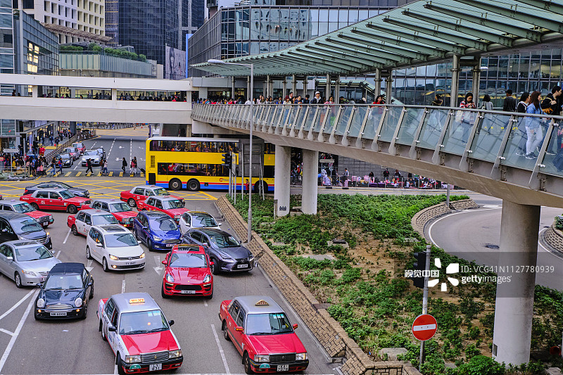 中国香港干诺道出租车图片素材