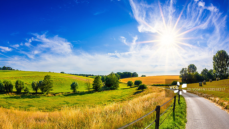阳光明媚的夏日风光图片素材