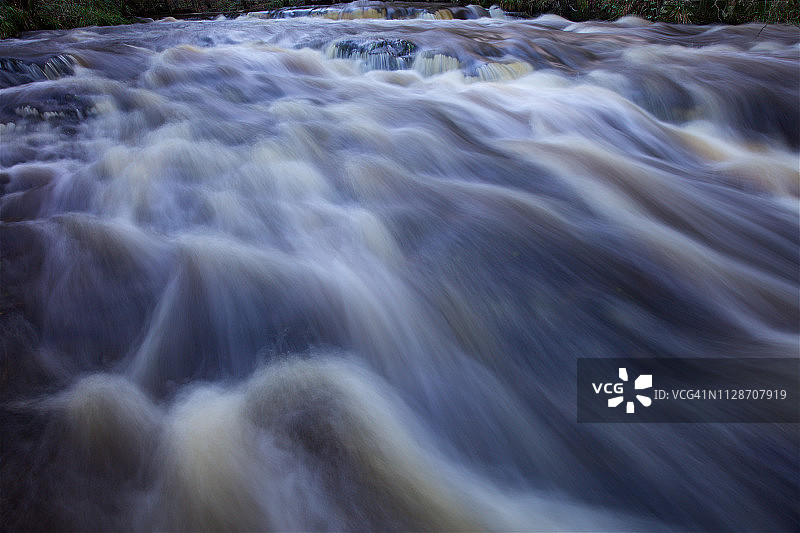 快速流动的河流长曝光图片素材