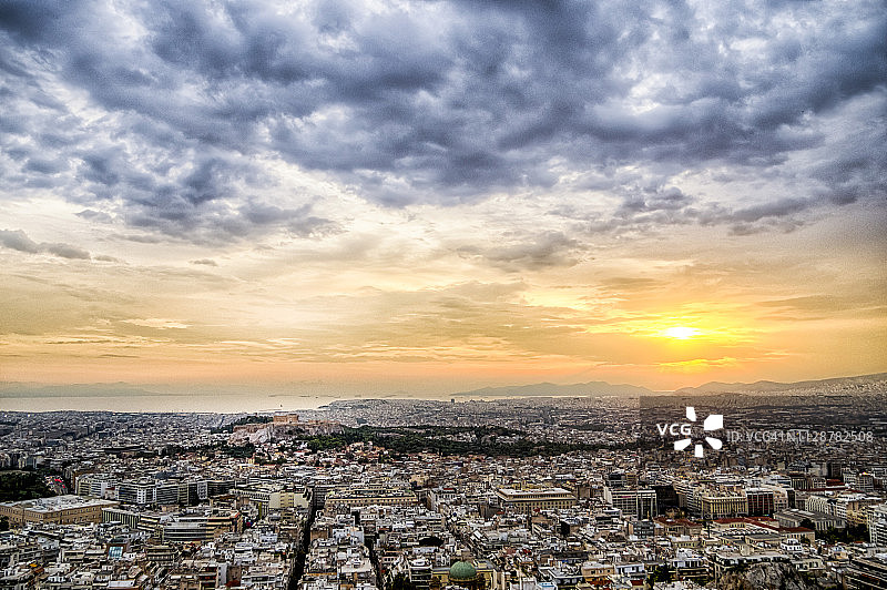 雅典城市景观与雅典卫城图片素材