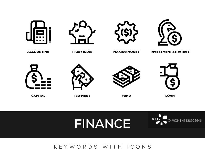 带图标的金融关键词图片素材