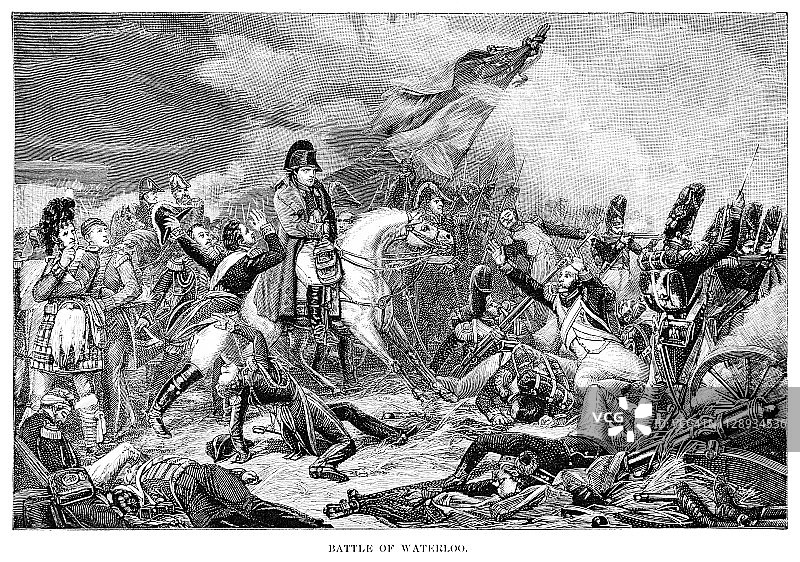 1891年滑铁卢战役版画图片素材