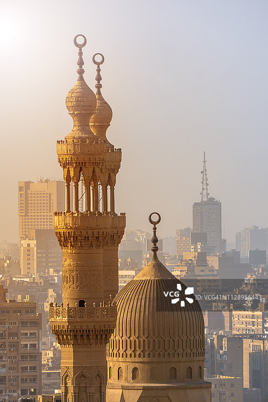 苏丹哈桑清真寺和拉法伊清真寺的鸟瞰图图片素材