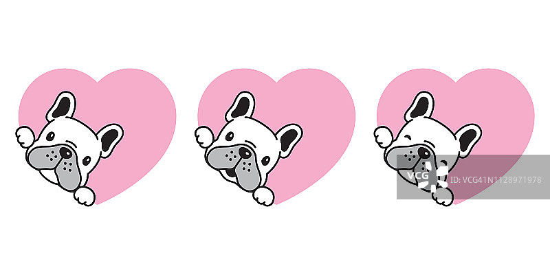 法斗爱心卡通狗狗矢量素材图片素材