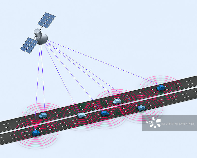 卫星引导的自动驾驶汽车图片素材
