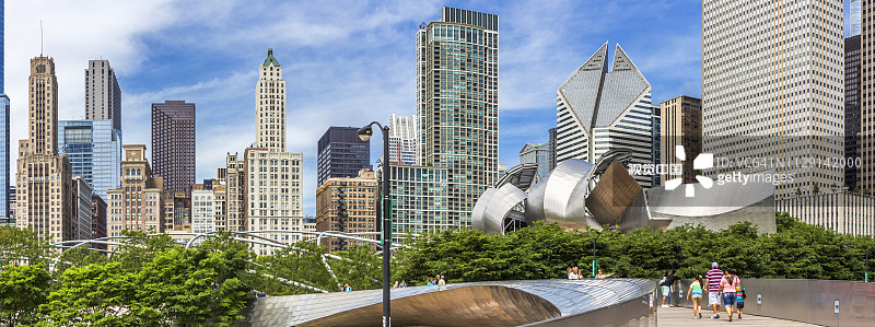 千禧公园、BP桥和杰伊·普利兹克露天音乐厅图片素材