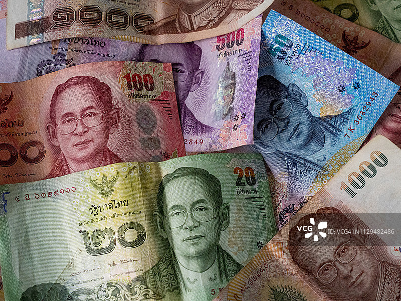 泰国货币纸币拼贴画精选图片素材