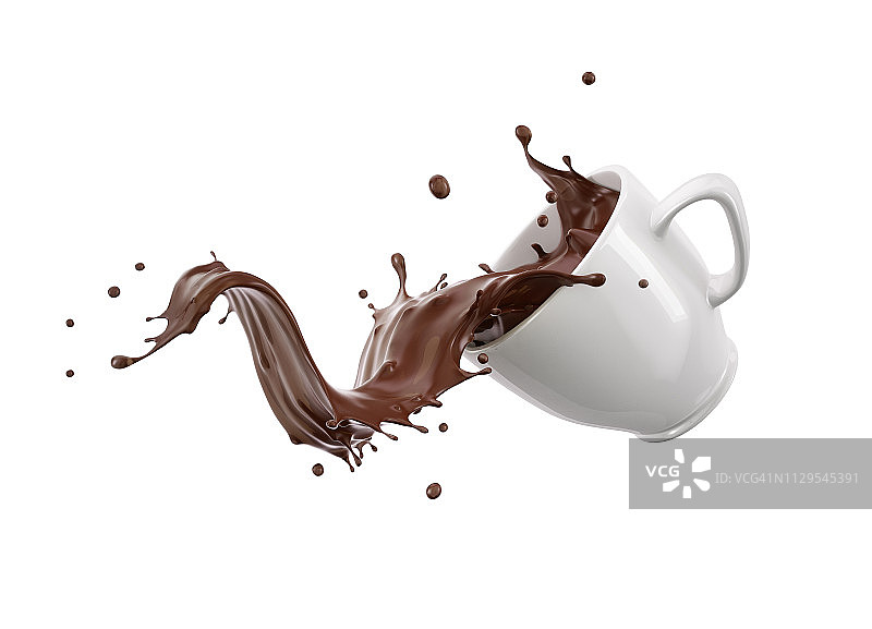 含液态巧克力波纹的马克杯插画图片素材