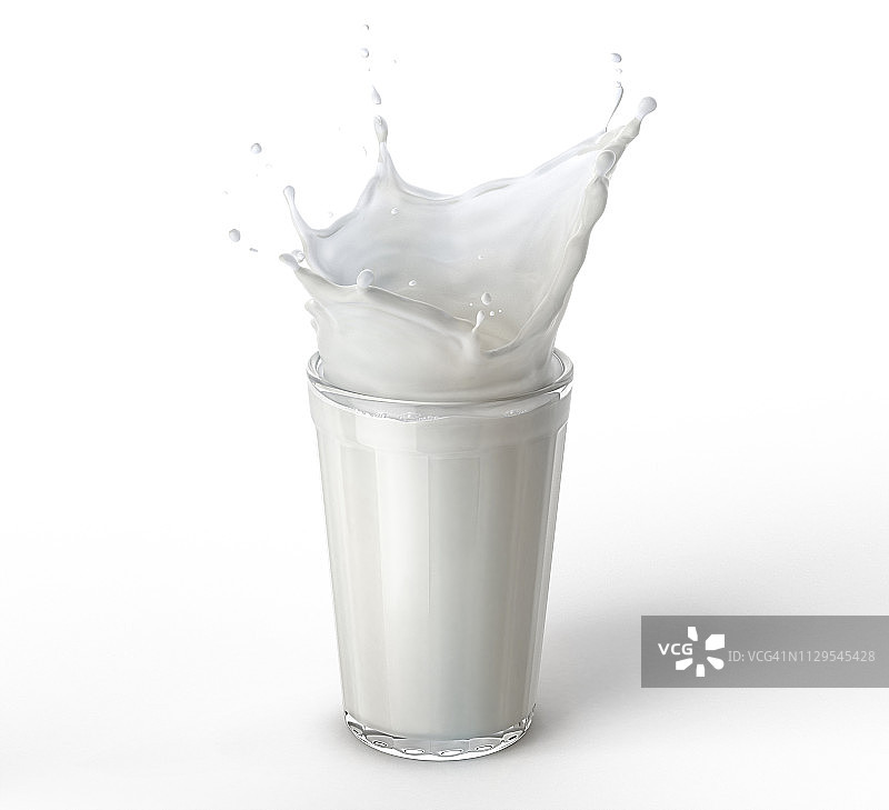 一杯新鲜牛奶飞溅插画图片素材