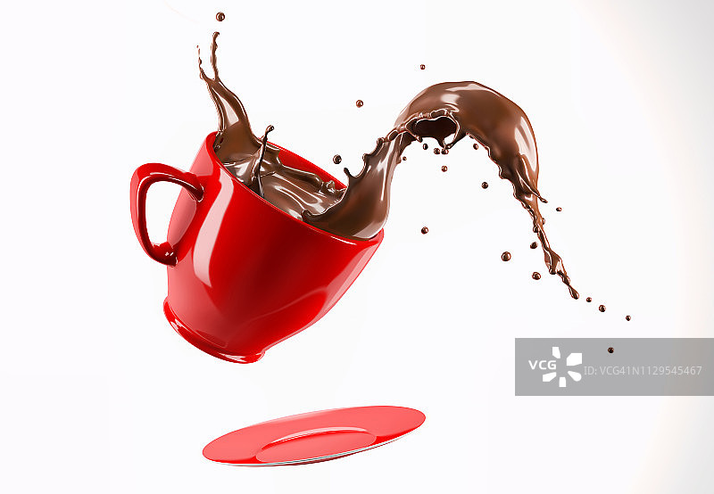 含液态巧克力波纹的马克杯插画图片素材