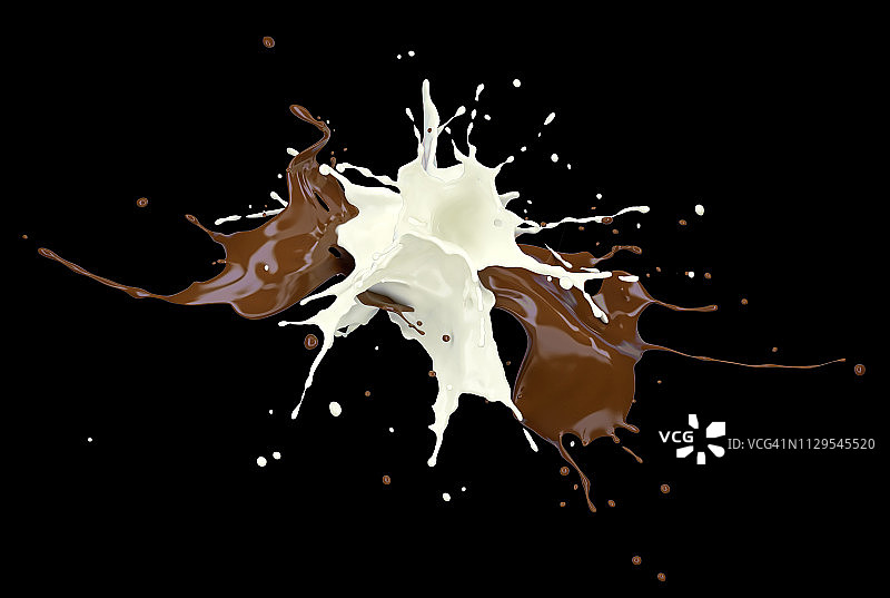 牛奶和巧克力飞溅插画图片素材