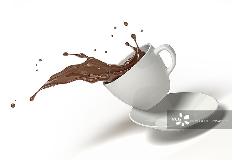 杯碟中溢出的巧克力插画图片素材