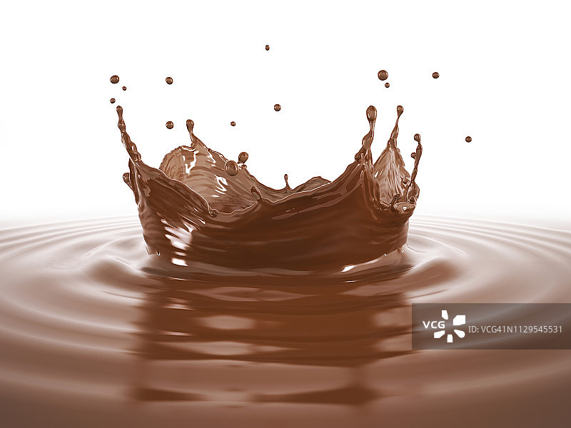 带有波纹的液态巧克力皇冠飞溅，插图图片素材