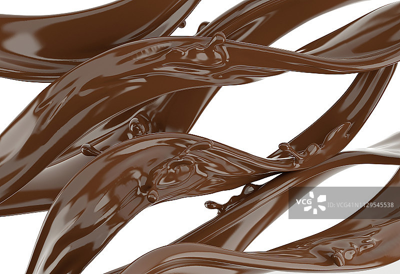 带有小飞溅的液态巧克力波浪插画图片素材