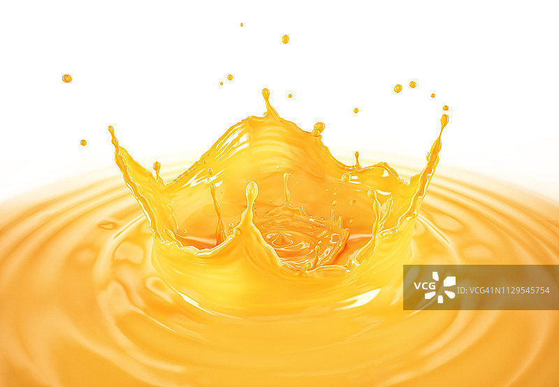 橙汁皇冠飞溅与涟漪，插图图片素材