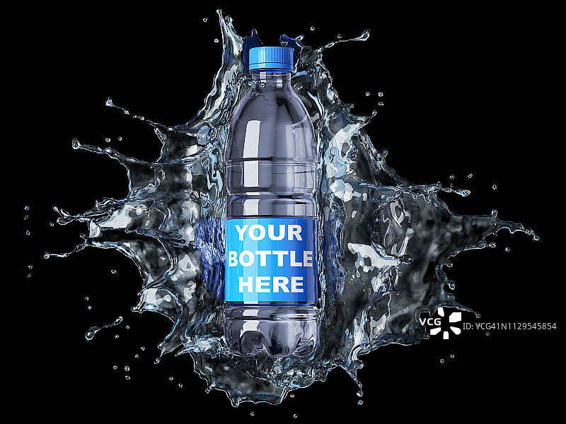 清澈水花与水瓶插画图片素材