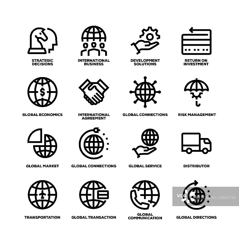 全球商务线性图标图片素材
