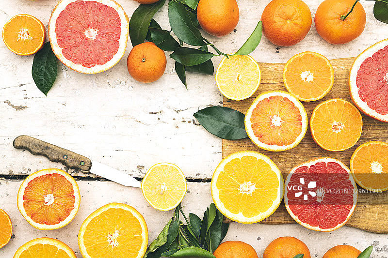 柑橘类水果切片背景图片素材