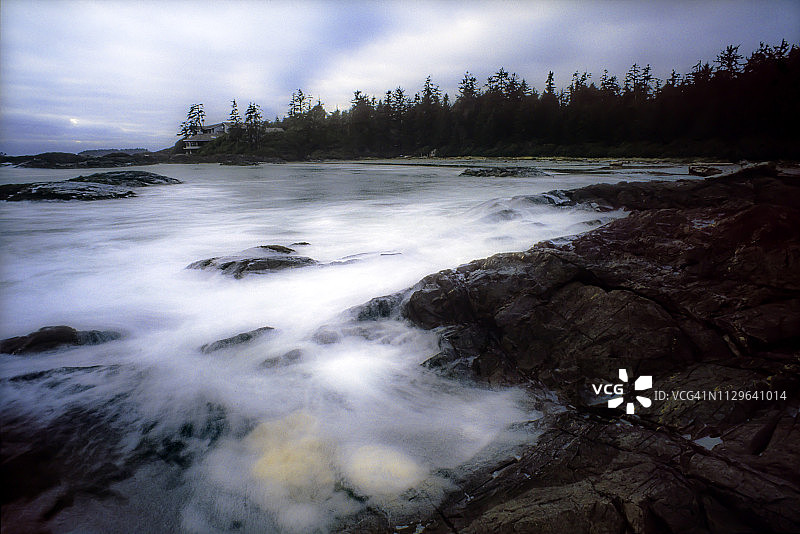 太平洋沿岸国家公园长滩海岸线黄昏景色，托菲诺附近图片素材