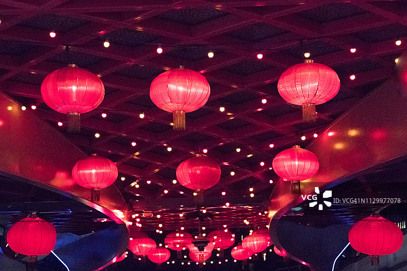 澳大利亚布里斯班中国新年庆祝活动上的红色中国灯笼图片素材