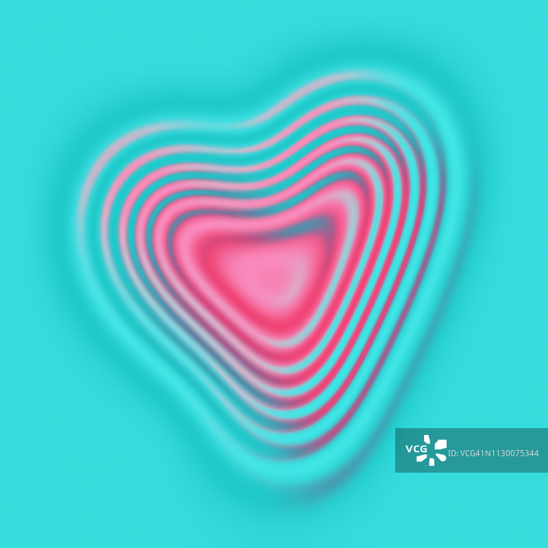 水蓝色背景上的粉色心形波纹图片素材